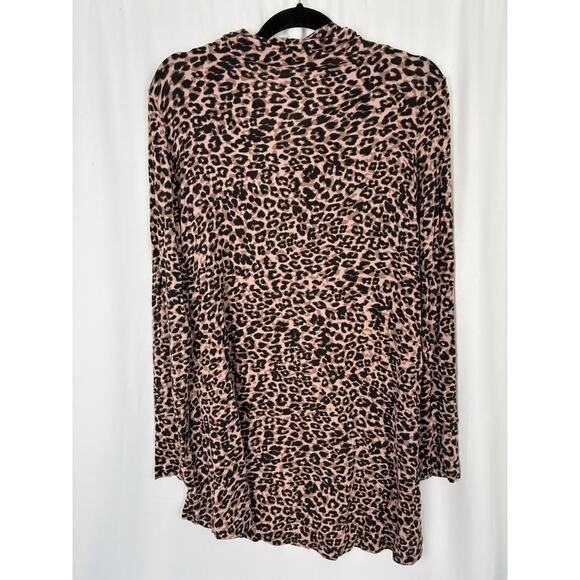 Cuddl Duds Cowl Neck Tunic Womens XL Black Brown Animal Print Stretch Comfort - Picture 2 of 5